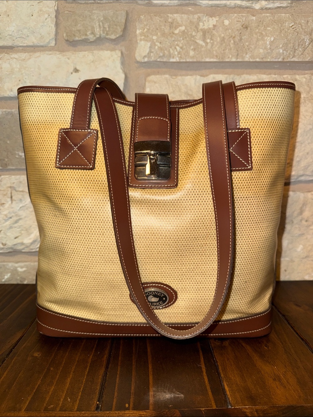 Vintage Dooney & Bourke Panama Collection North/South Tote